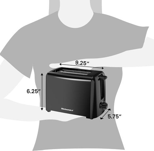 Elite Gourmet Cool Touch Toaster - 6 Temperature Settings & Extra Wide Slots for Bagels | Black, 2 Slices