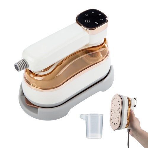 Portable Steamer Iron for Clothes, 1200W Handheld Mini Travel Steamer with 4 Modes, 150ml Powerful Clothes Wrinkle Remover with LCD Display, A Small Iron Suitable for Home, Dorm & Travel (Beige)