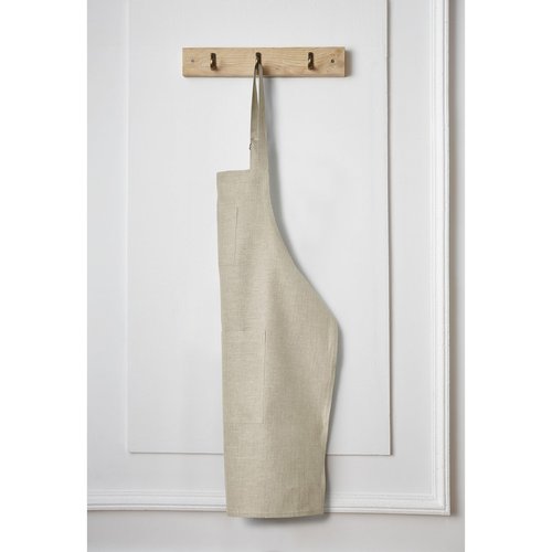 Solino Home Linen Bib Apron for Men & Women - 100% Pure Linen Light Natural Kitchen Apron with Front Pockets - Handcrafted from European Flax