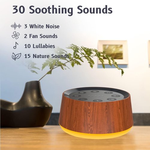 BrownNoise Sound Machine - 30 Soothing Sounds & 12 Colors Night Light | Memory Function & 36 Volume Levels