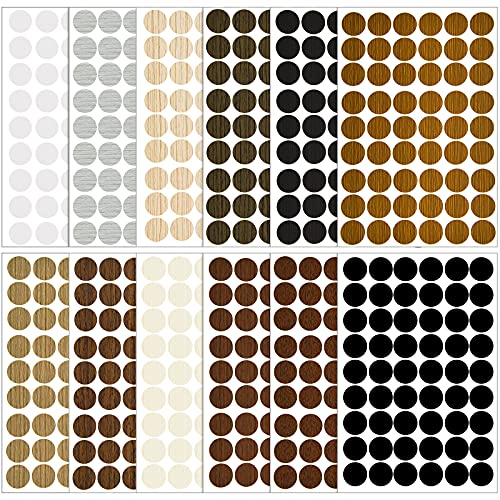 Tenare 648 Pcs Adhesive Screw Hole Cover Stickers - Classic Wood Grain