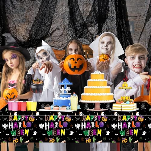 Disposable Halloween Tablecloth Black Plastic Rectangle Table Cover