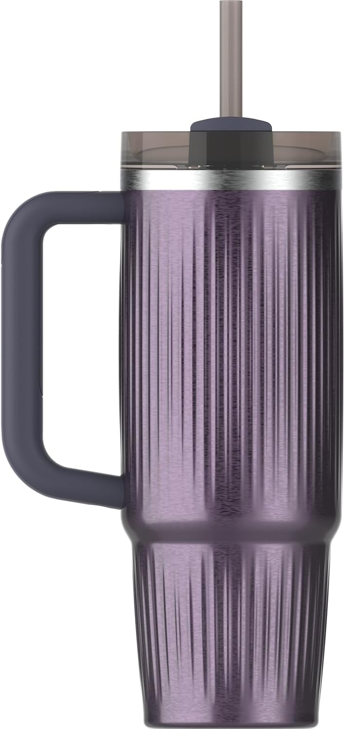 STANLEY Quencher H2.0 Tumbler - Insulated 30 oz Stainless Steel Cup with Handle & Straw | BPA-Free | Fluted Wisteria Shine