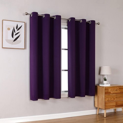 ChrisDowa Grommet Blackout Curtains - Thermal Insulated Room Darkening Panels, Royal Purple, 38W x 45L