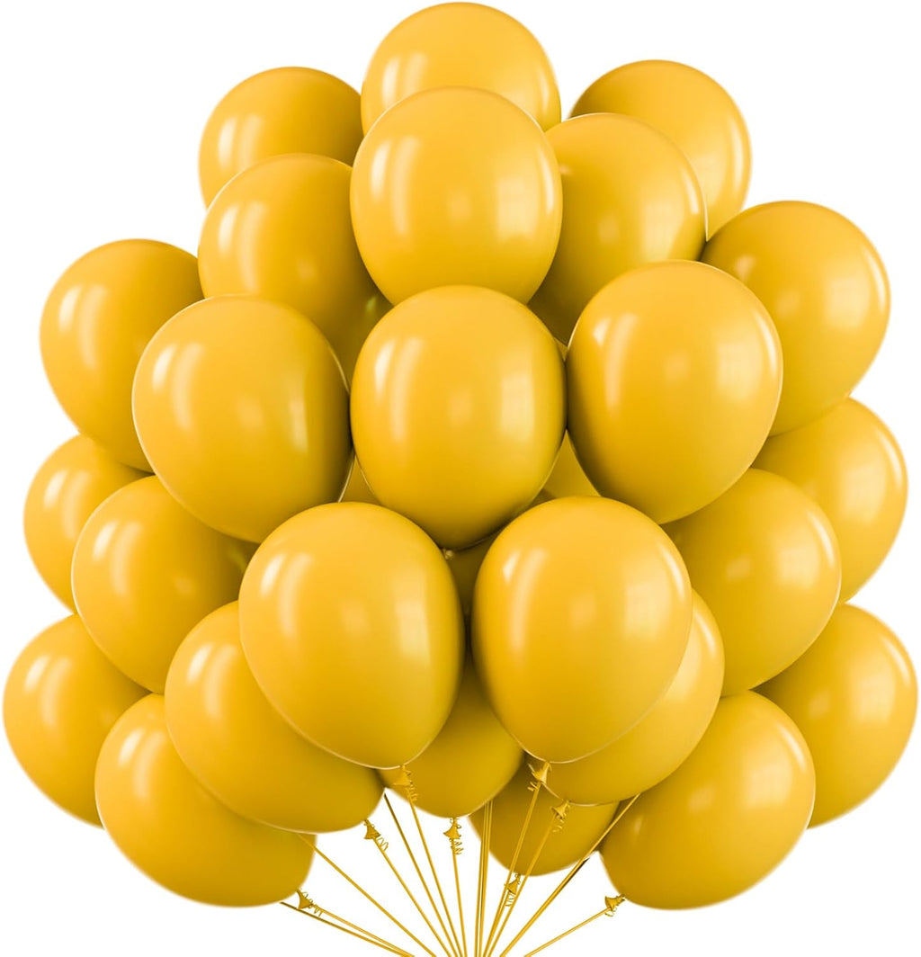 PartyWoo Mustard Yellow Balloons - 101pcs 12 Inch Boho Neutral Fall Decor for Events & Celebrations