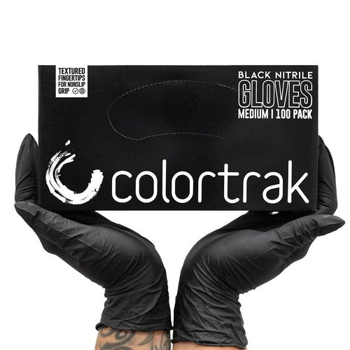 Colortrak Luminous Collection Disposable Nitrile Gloves, Black, Medium, Single-Use, Allergy-Safe, Latex-Free, Powder-Free, Odor-Free, Textured Finger Tips