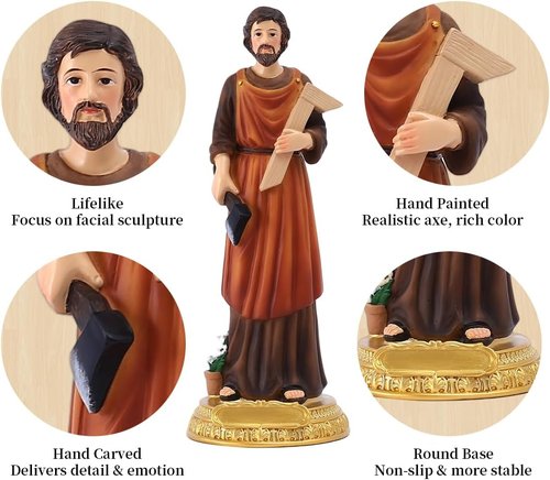 Galiyen Saint Joseph Statue - St. Joseph The Worker Figurine | 8" Renaissance Collection Religious Gift