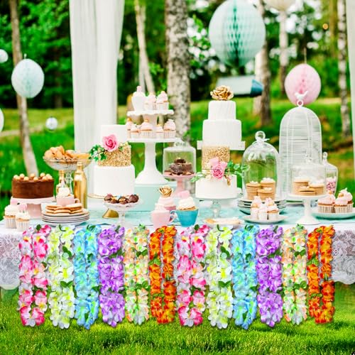 Premium Hawaiian Leis - 6 Pack Tropical Flower Decorations for Parties