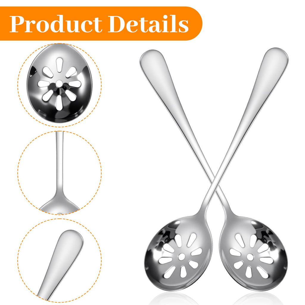 3Pcs Slotted Spoon, Stainless Steel Serving Spoons, Slotted Spoons for Cooking, 7.8 Inch Strainer Spoon for Buffets, Restaurants, Kitchens for Soups, Dips, Cereals(10 Holes)