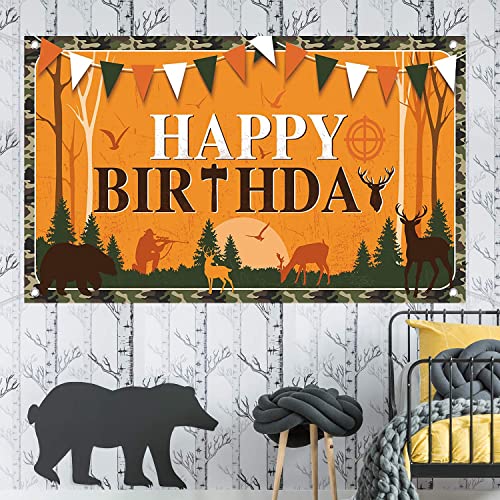 Camo Hunting Birthday Party Banner Backdrop 70x47 Inch