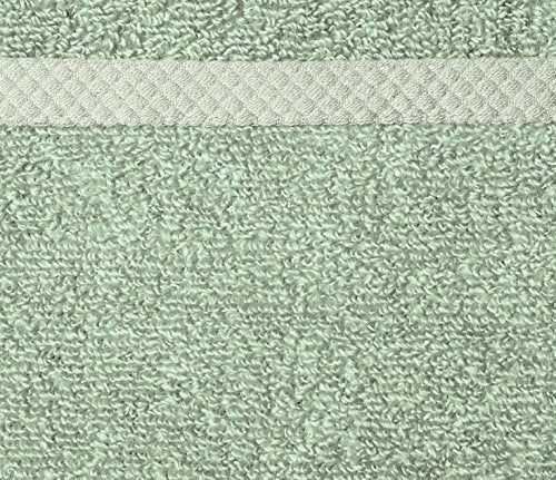 Amazon Basics 100% Cotton Quick-Dry Washcloths, Seafoam Green, 12-Pack