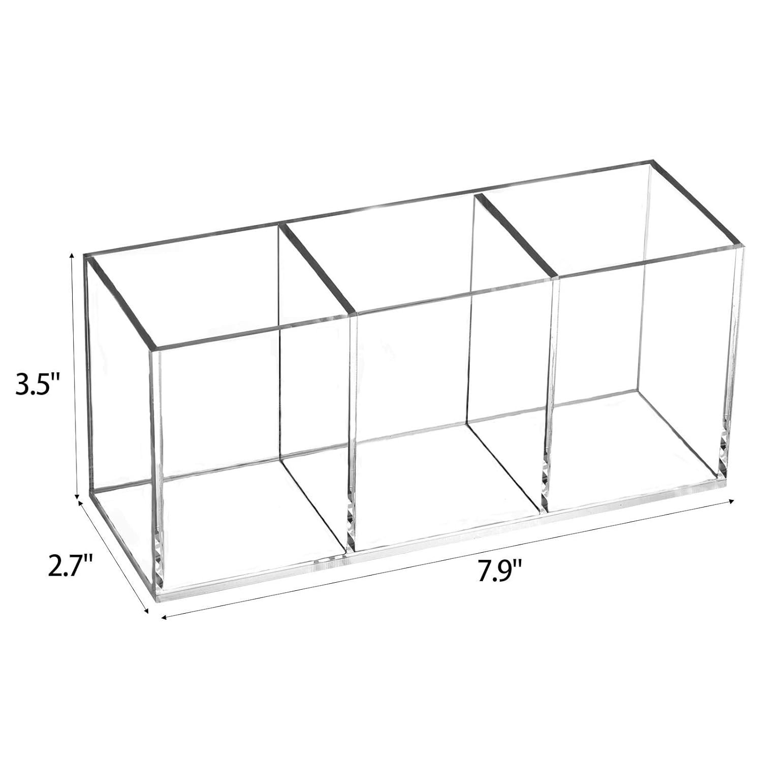 Tbestmax Makeup Brush Holder - Clear Organizer with 3 Slots for Vanity Storage