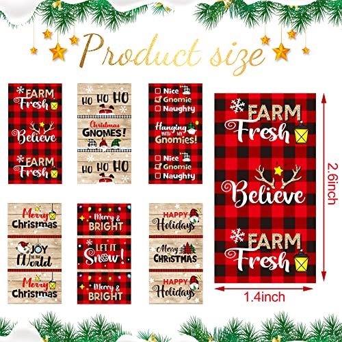 90 Pieces Christmas Candy Bar Wrapper Stickers - Red & Black Plaid