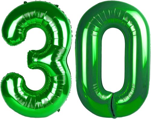 40 Inch Dark Green Foil Number 30 Balloons - Happy 30th Birthday Decoration for Him/Her