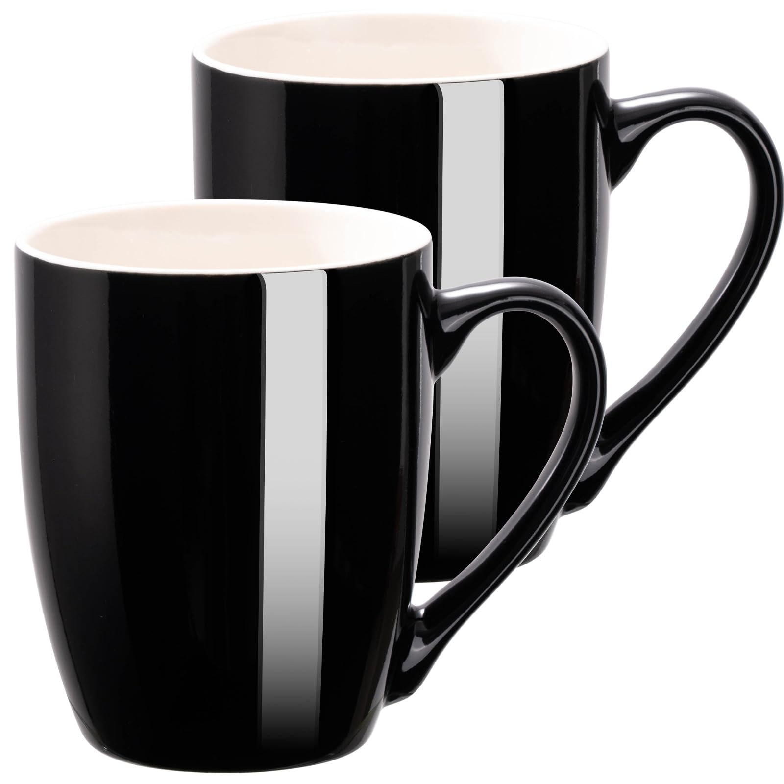 gegewawa Coffee Mug Ceramic, Black Coffee Cups Ceramic Set of 2, 12 Oz Large Coffee Mug for Latte, Tea, Cappuccino, Cocoa-Microwavable