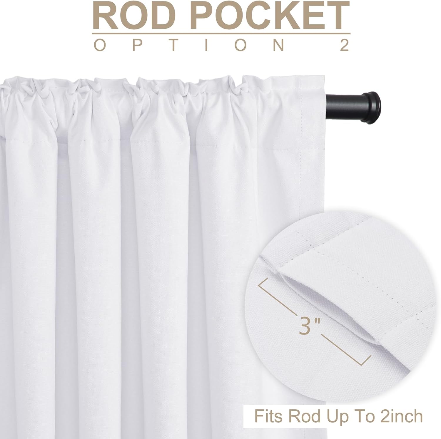Skiennix Blackout Curtains - 100% Blackout Thermal Insulated Drapes | 84" Long, Bright White, 2 Panels Set