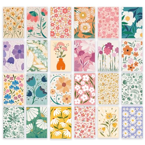 Bright Modern Floral Blank Greeting Cards with Envelopes - 24 Pack