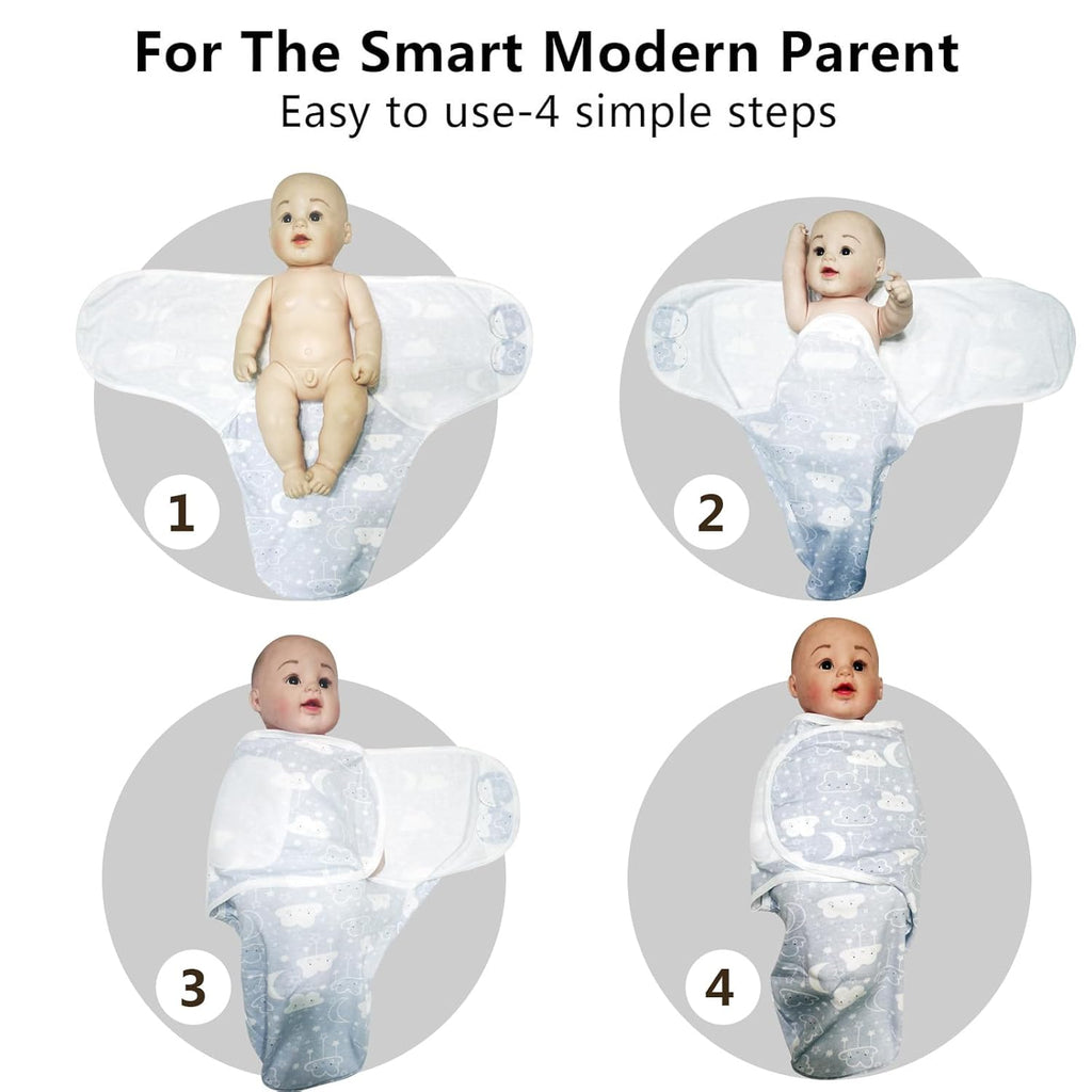 Skiennix 3-Pack Organic Swaddle Sleep Sacks - Ergonomic Newborn Wraps for 0-3 Months