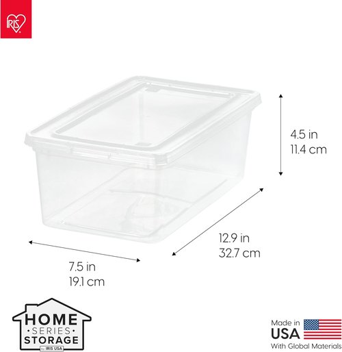 IRIS USA Storage Bins - 20-Pack Clear Stackable Shoe Boxes, 6 Quart, BPA-Free for Organized Closets & Classrooms
