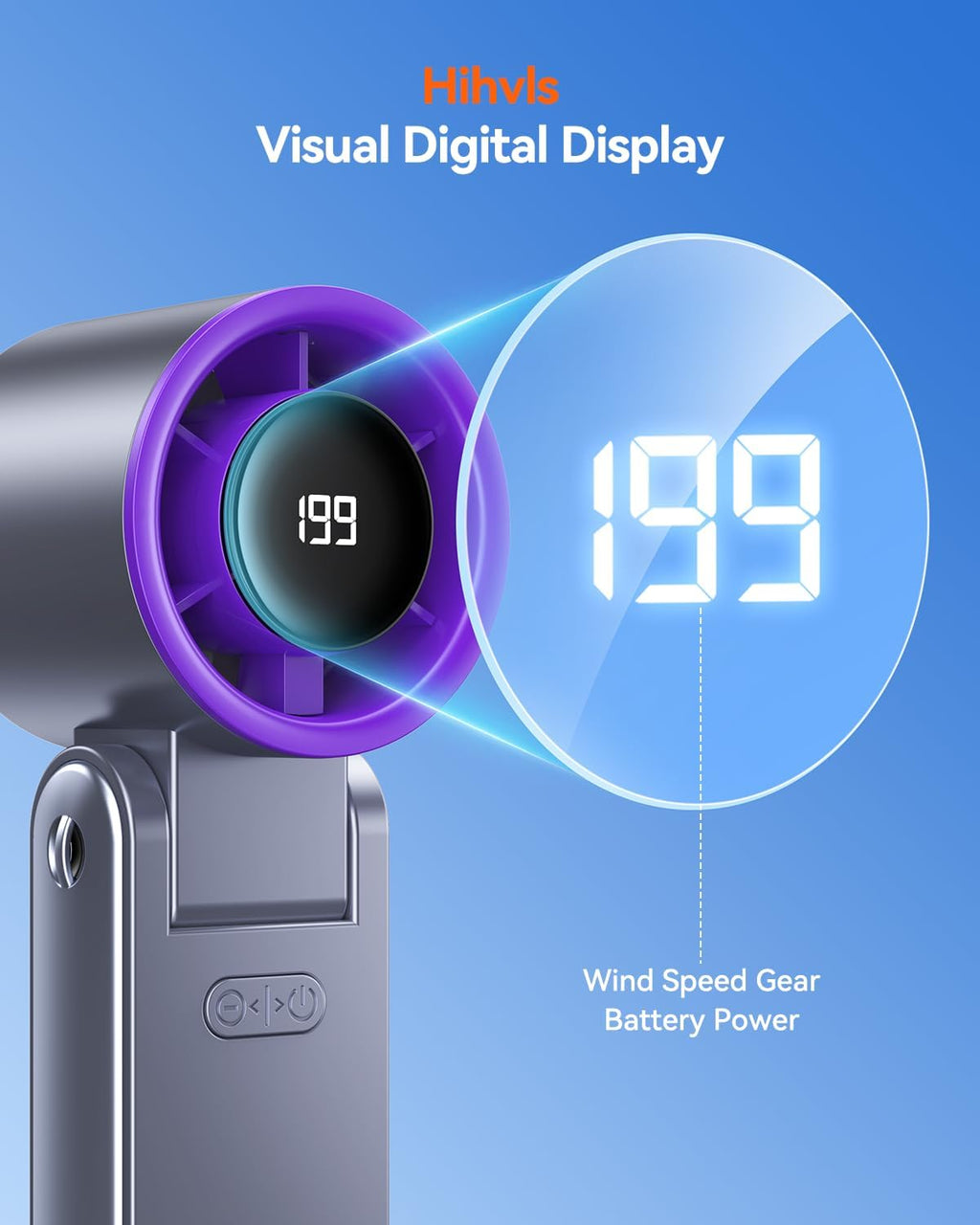 Skiennix Portable Handheld Turbo Fan - 199 Speed Settings | 24 Hours Cooling Time | Rechargeable Mini Fan in Grey Purple