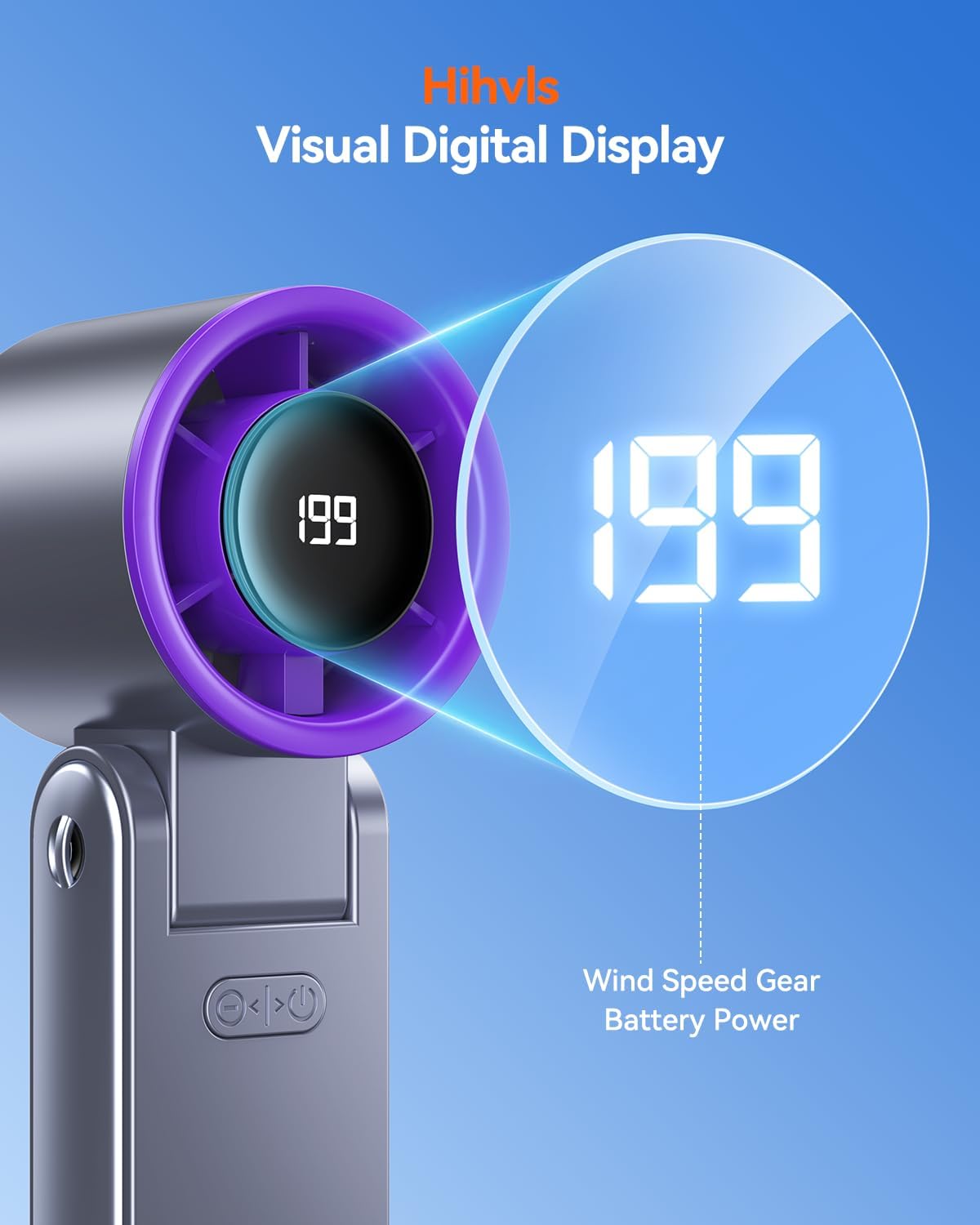 Skiennix Portable Handheld Turbo Fan - 199 Speed Settings | 24 Hours Cooling Time | Rechargeable Mini Fan in Grey Purple