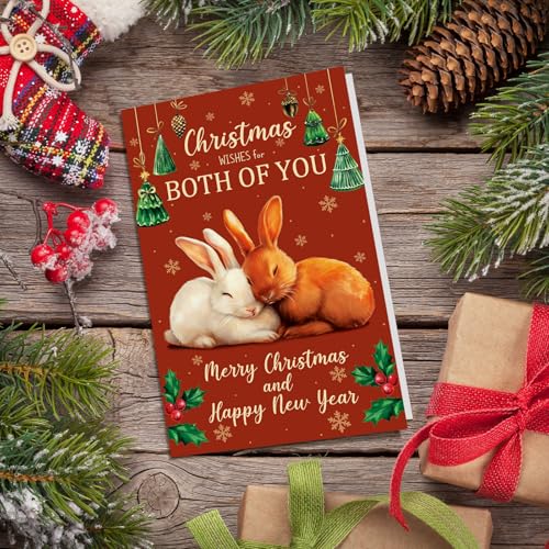 RollupJoy Cute Rabbit Christmas Card for Couples and Friends
