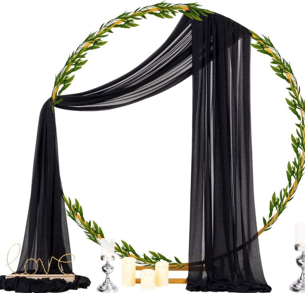 Socomi Black Sheer Draping Fabric - Gothic Wedding Curtain 29" x 20Ft for Bridal & Party Decor