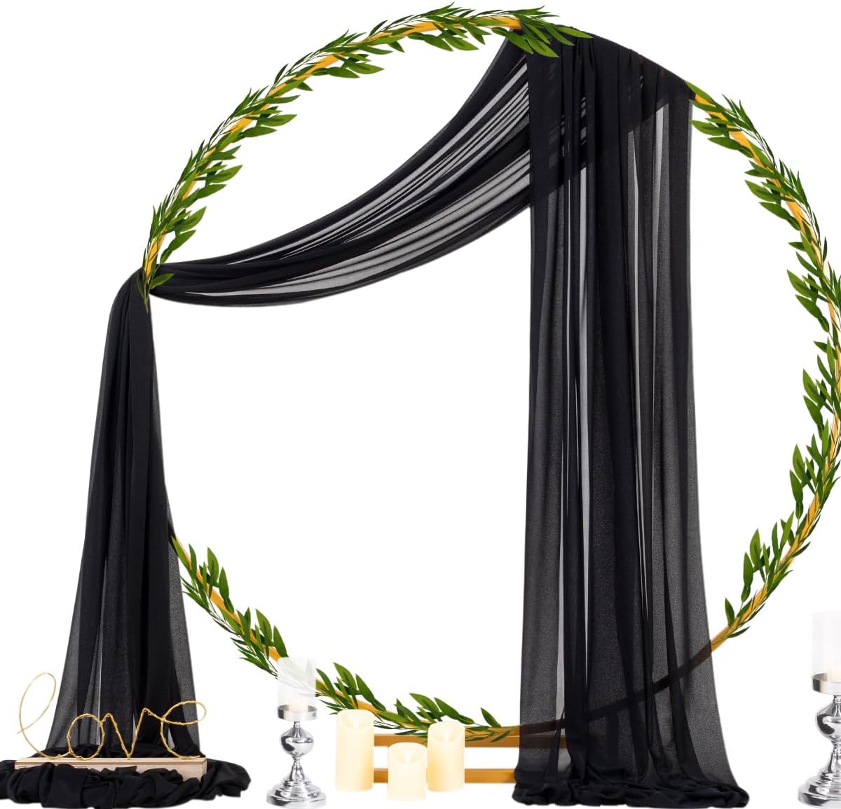 Socomi Black Sheer Draping Fabric - Gothic Wedding Curtain 29" x 20Ft for Bridal & Party Decor