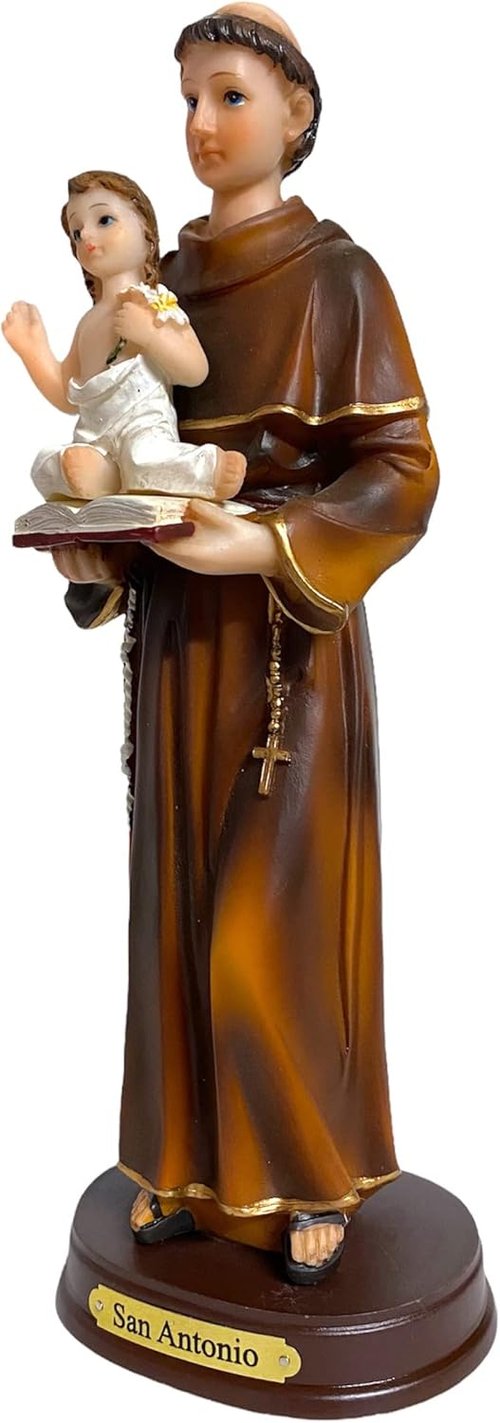 GCK St. Anthony Statue - 8 Inch San Antonio De Padua Religious Figurine | Brown Catholic Gift