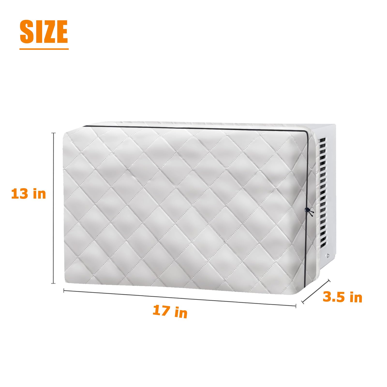 RUNZEG Indoor Air Conditioner Cover, 21Lx15Hx3.5D in Gray Window Winter Unit Cover Anti-Rust Adjustable for Window AC with Free Elastic Straps