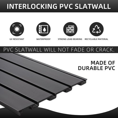 FRAYSCENT Slat Wall Paneling - Garage Tool Organizer with Wall Mount Storage | Black, 8ft x 4ft