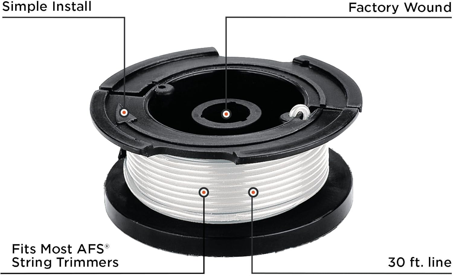 Black+Decker Weed Eater String Trimmer Line Replacement Spool - Autofeed 30 ft, 0.065-Inch, 2-Pack