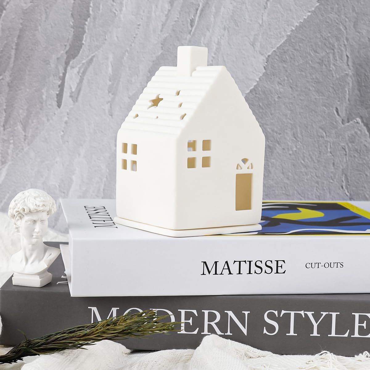 Tea Light House | Ceramic White Removable Design for LED Tea Light - Two-Part Structure