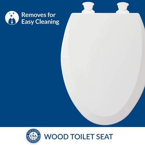 Bemis 1500EC 390 Lift-Off Wood Elongated Toilet Seat,Cotton White,(Pack of 2)