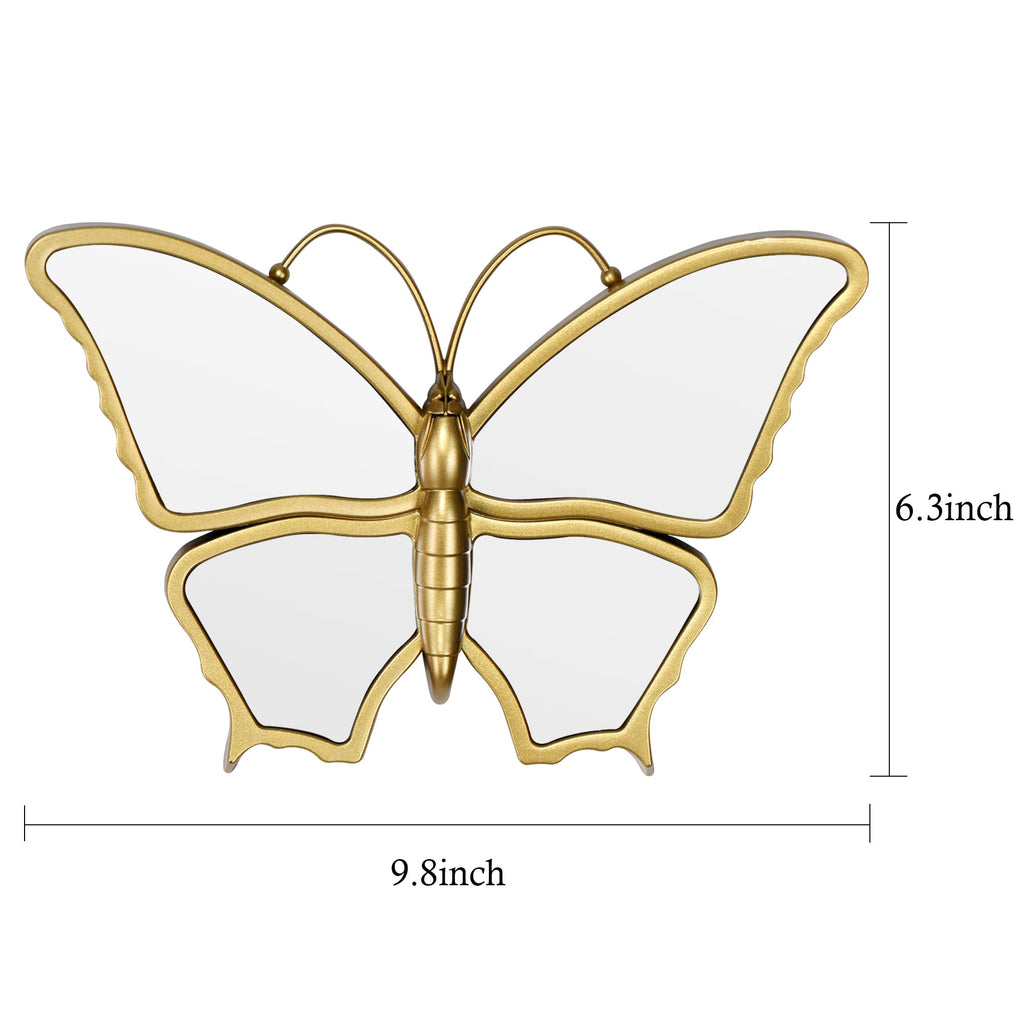 Wartter Decorative Butterfly Wall Mirror with Gold Plastic Frame (9.8 x 6.3 inch)