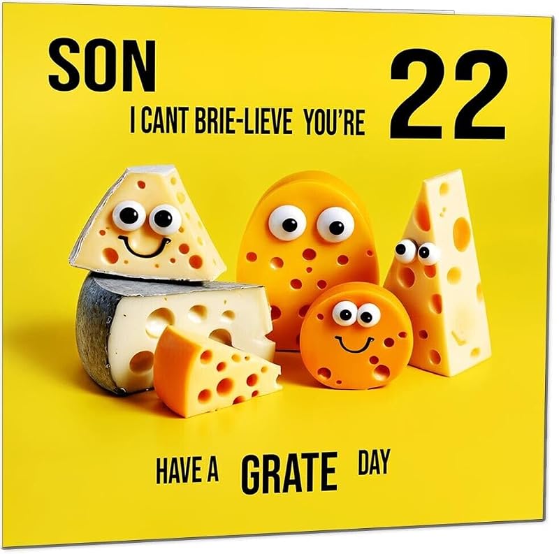 Funny 22nd Birthday Card for Son - Extra Cheesy Design