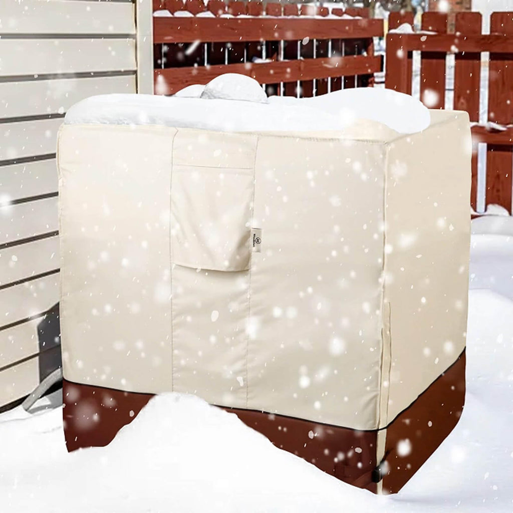 Westblue Air Conditioner Cover for Outside Units-Heavy Duty 600D AC Cover for Outside Unit Waterproof & Resistant AC Unit Covers Outdoor Central Square (Honey & Mocha, 30x30x32 inches)