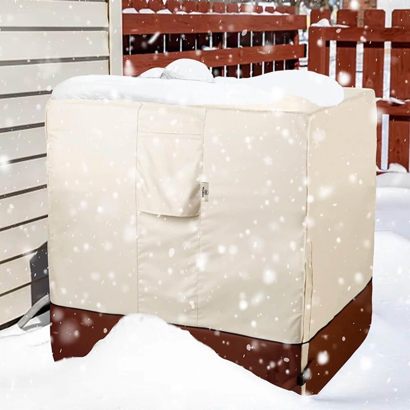 Westblue Air Conditioner Cover for Outside Units-Heavy Duty 600D AC Cover for Outside Unit Waterproof & Resistant AC Unit Covers Outdoor Central Square (Honey & Mocha, 30x30x32 inches)