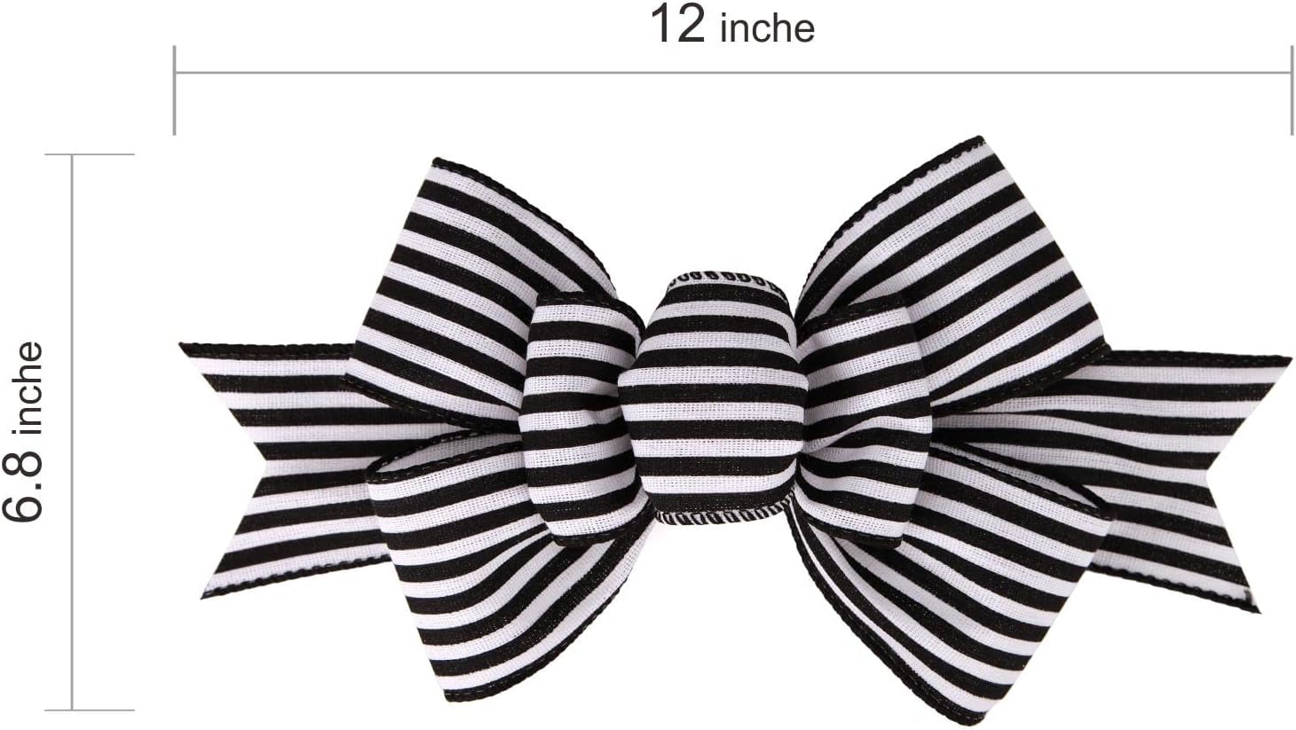 Meseey Christmas Burlap Bow Set - Handmade Decorative Large Bows for Wreaths & Tree Decor | Black & White Stripe