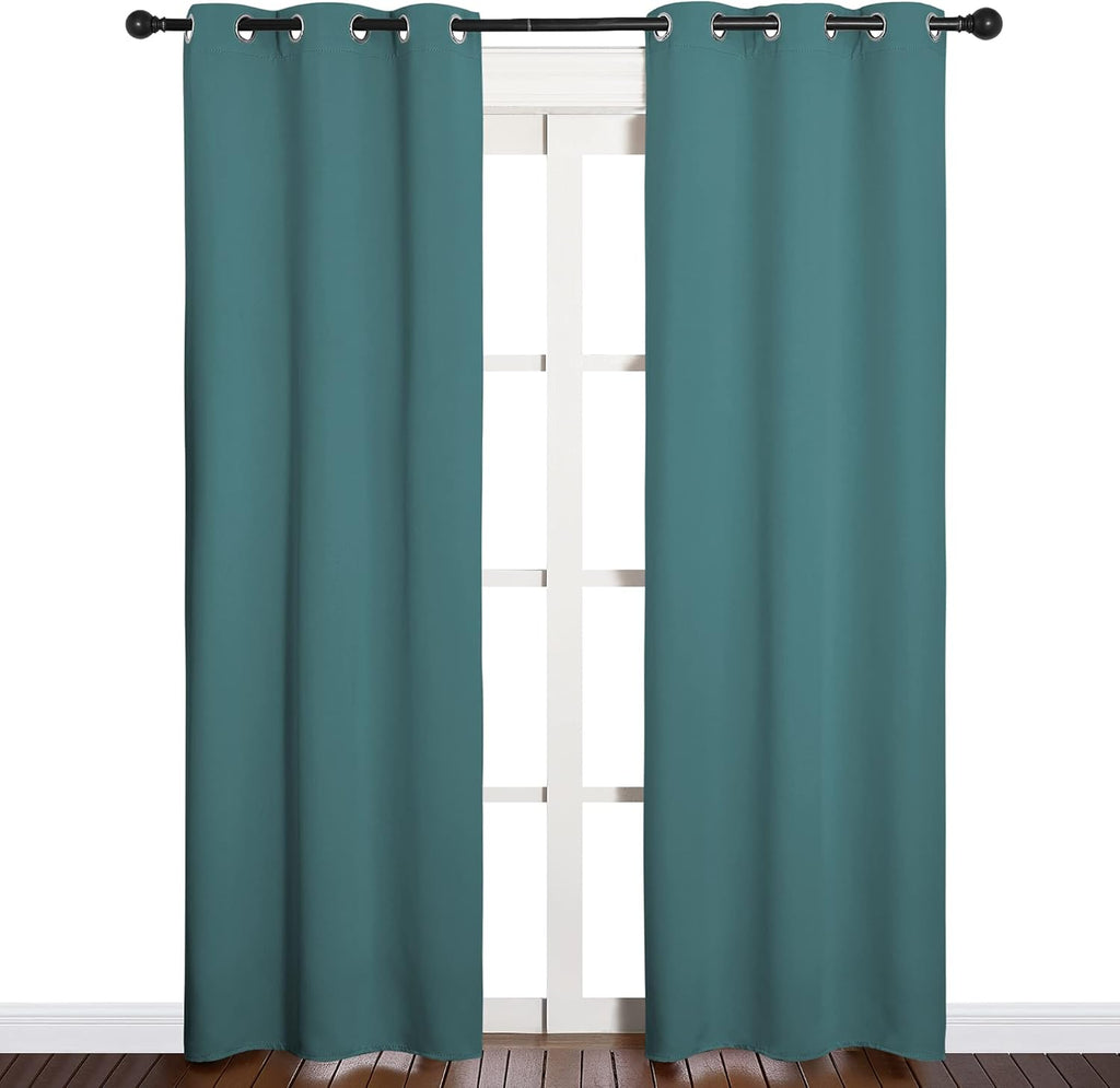 NICETOWN Thermal Blackout Curtain Panels - Insulated Grommet Drapes for Loft Windows | Sea Teal, 34x84" (Pair)