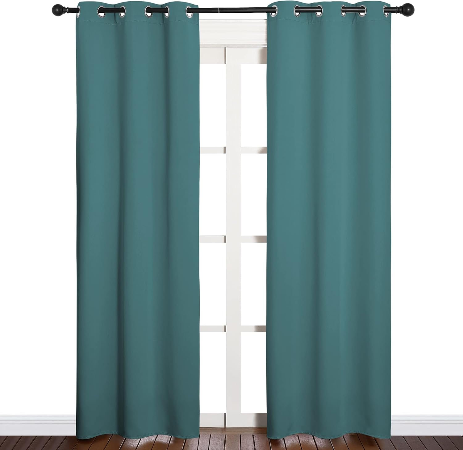 NICETOWN Thermal Blackout Curtain Panels - Insulated Grommet Drapes for Loft Windows | Sea Teal, 34x84" (Pair)