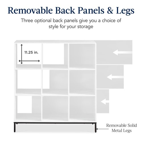 Best Choice Products 9-Cube Bookshelf, 3-Tier Wood Storage Bookcase W/Legs, 11in Shelf Opening, Cube Organizer, Living Room, Office, Nursery - White