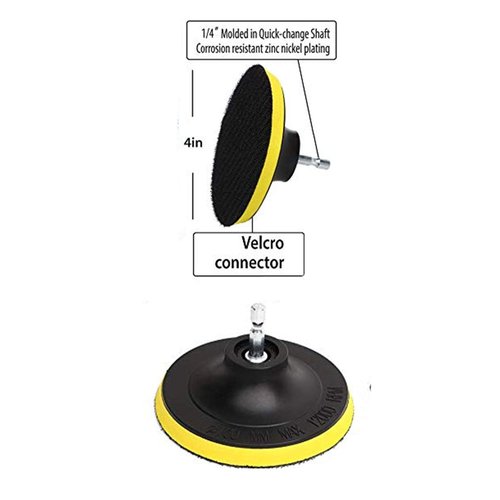 DUOSHIDA 4 Inch Drill Powered Brush Tile Scrubber Scouring Pads Cleaning Kit, 2 Different Stiffness, 4-Inch Disc Pad Holder with 6 Scrubbing Pads, Cleans Large Flat Areas Perfectly (4-inch)