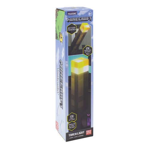 Minecraft Torch Light - Official Merchandise - 2 Light Modes, 2 Modes of Use, Battery Powered, Gift for Gamers