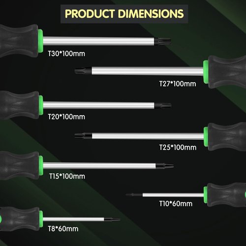 GURADESIGN 7PCS Magnetic Torx Screwdriver Set - T8 to T30 Star Screwdrivers for Precision Work