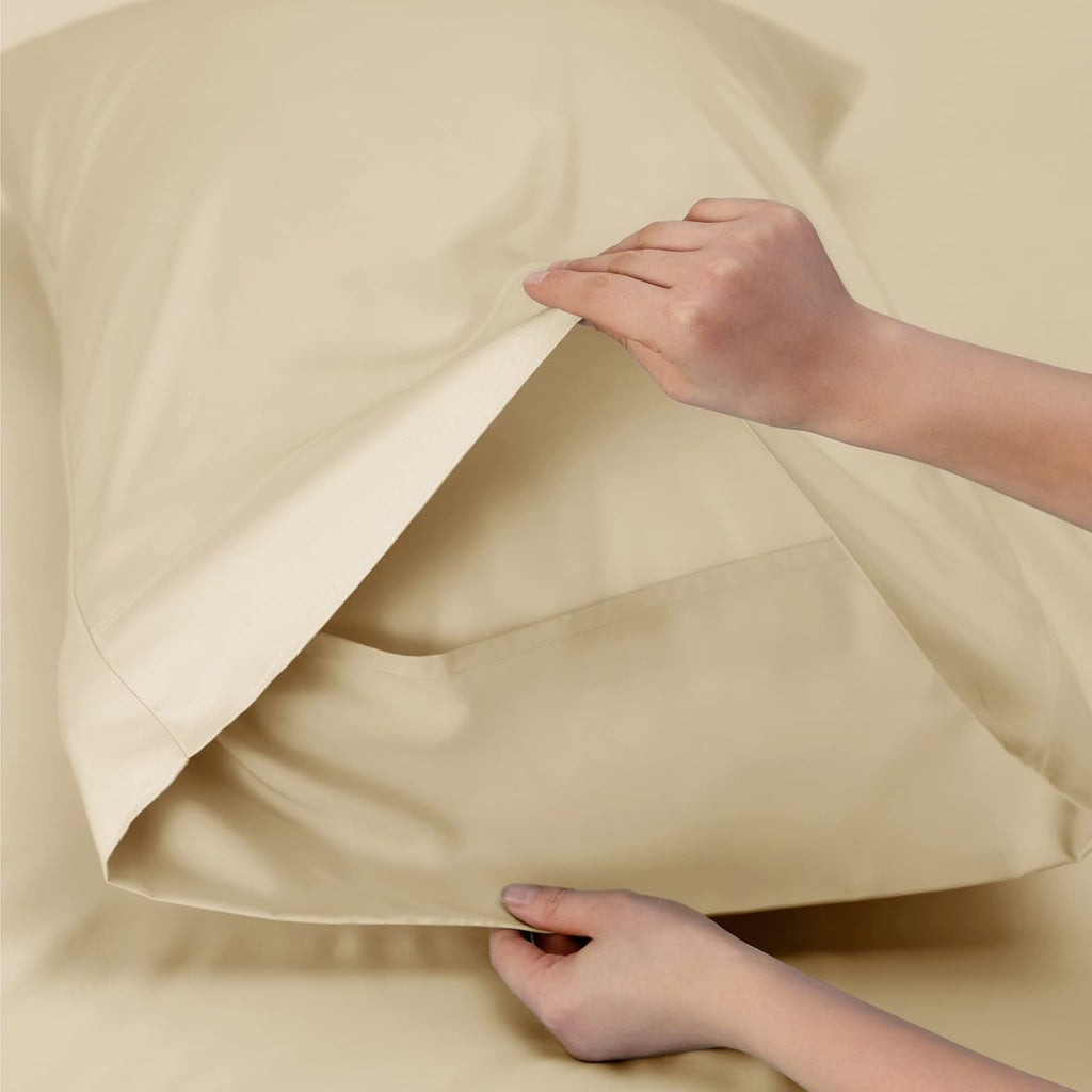 Bedsure Cooling Twin XL Sheets - Breathable & Soft Rayon from Bamboo | Deep Pocket Hotel Luxury Bedding in Alabaster Gleam