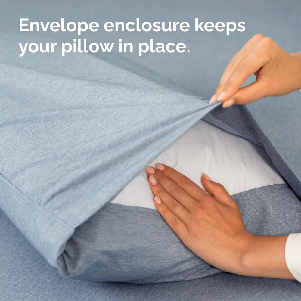 Standard Pillow Cases Set of 2 | Ultra-Soft Hotel Quality, Wrinkle-Free & Stain Resistant - Heathered Blue