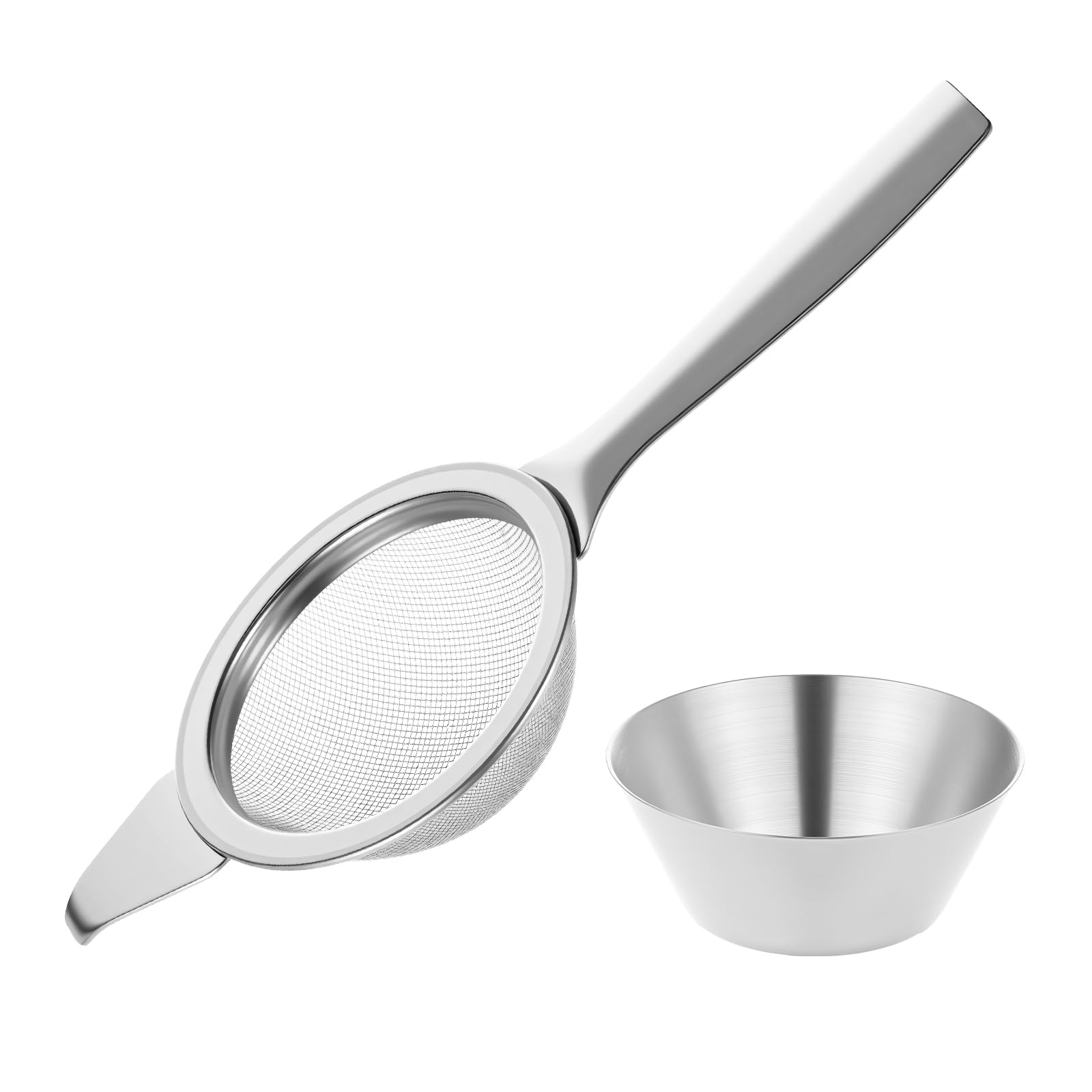 2.2" Matcha Sifter Mini Fine Mesh Strainers Small Tea Strainers Matcha Filter with Handle Metal Sieve Stainless Steel for Cocktail Loose Tea Coffee, Silver