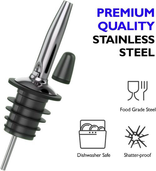 Eatex Bartender Kit - Classic 12-Pack Bottle Pourers with Rubber Dust Caps for Perfect Pouring