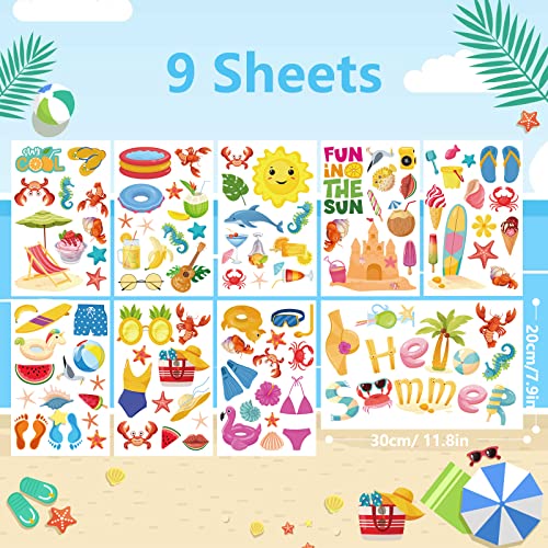 Hianjoo 104-Piece Summer Window Clings - Hawaiian Decals Set